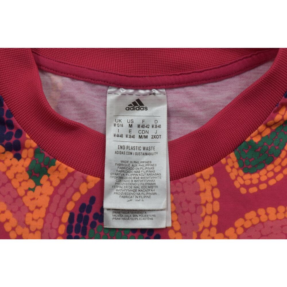 Adidas Women's Sz M Pink Floral Farm Rio Graphic Print Crop Tee Shirt Polyester - Picture 4 of 8